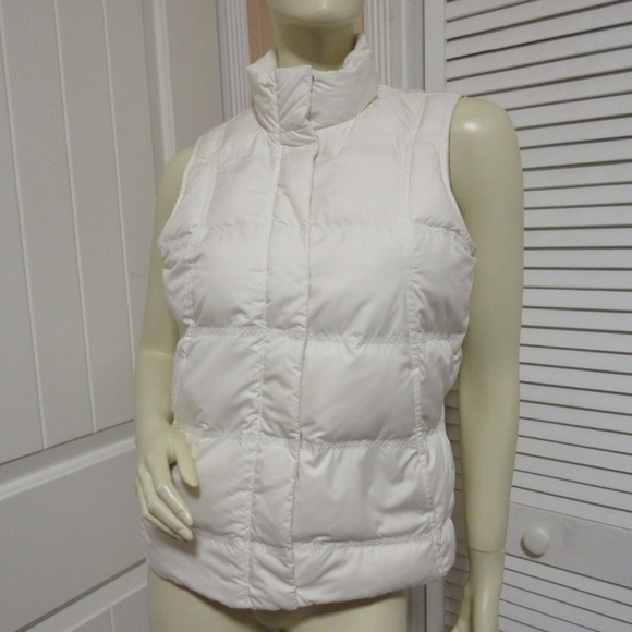 Eddie Bauer Womens Goose Down Puffer Vest Jacket XS Full Zip Snap Pockets White - Picture 5 of 8